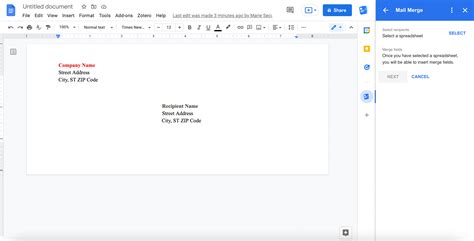 how do i print an envelope in google docs?